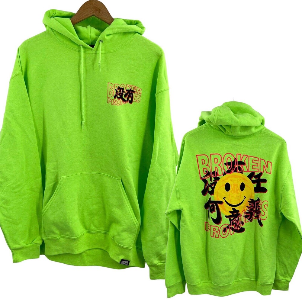 Broken Promises Bright Green Kamikaze Hoodie Size Large